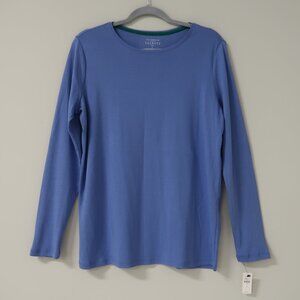 Talbots Pima Cotton Long-Sleeve Crewneck Tee Light blue Plus X